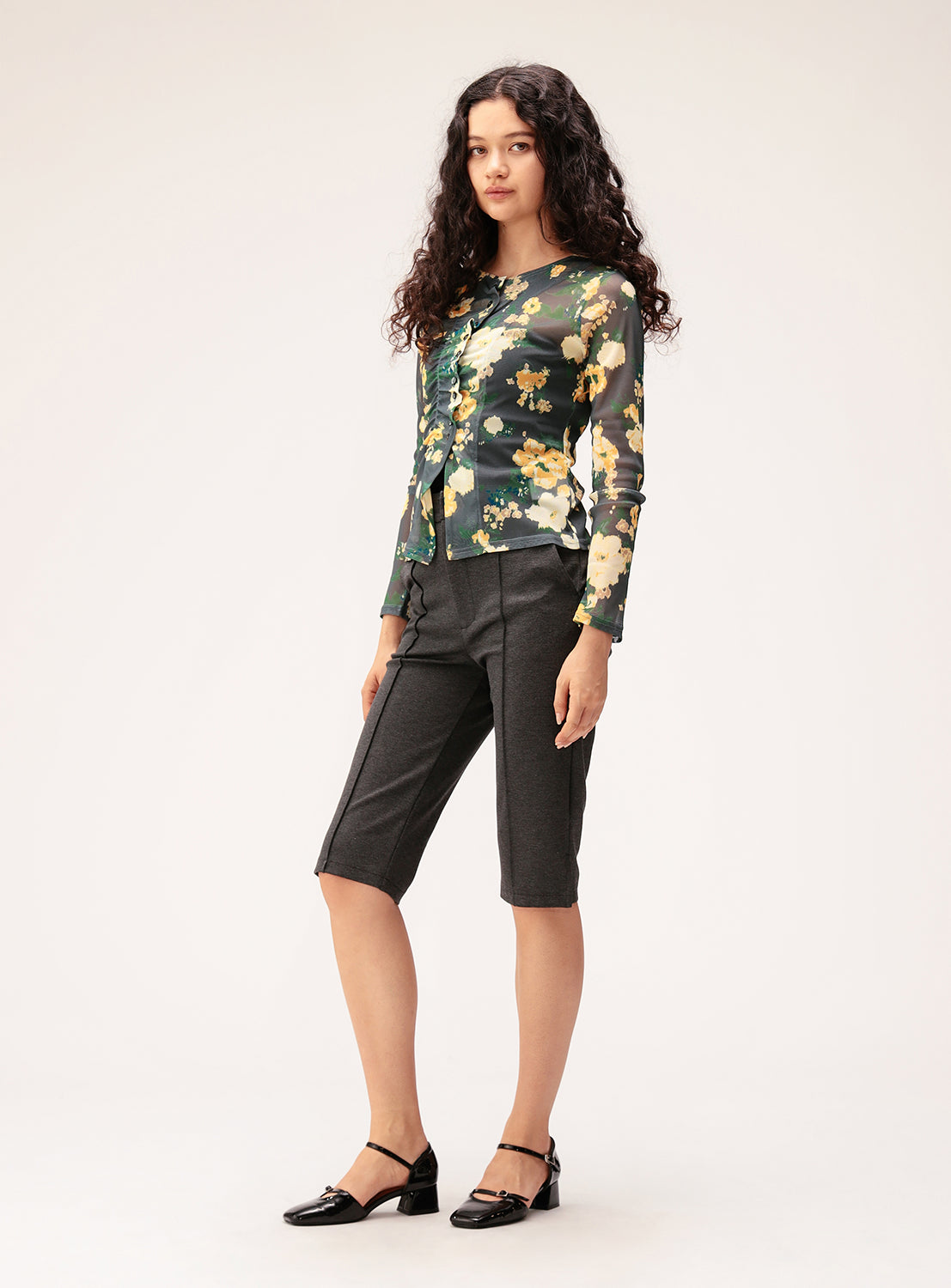 Sheer Floral Print Cardigan