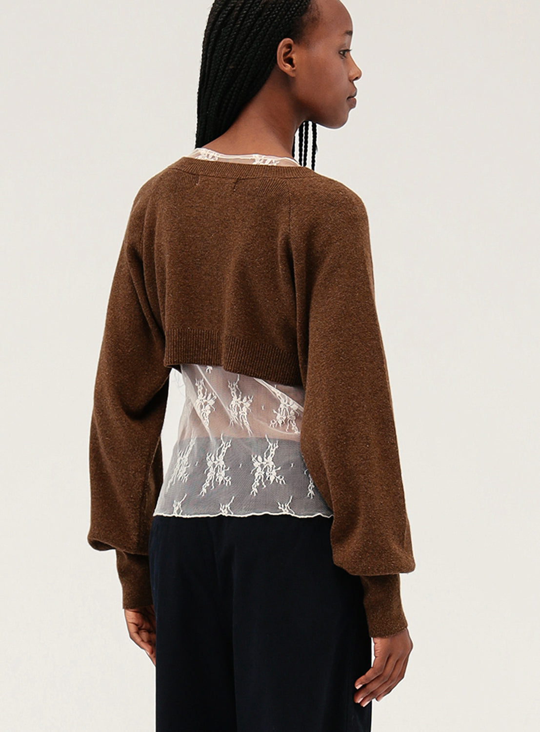 Cropped Crew Neck Cardigan