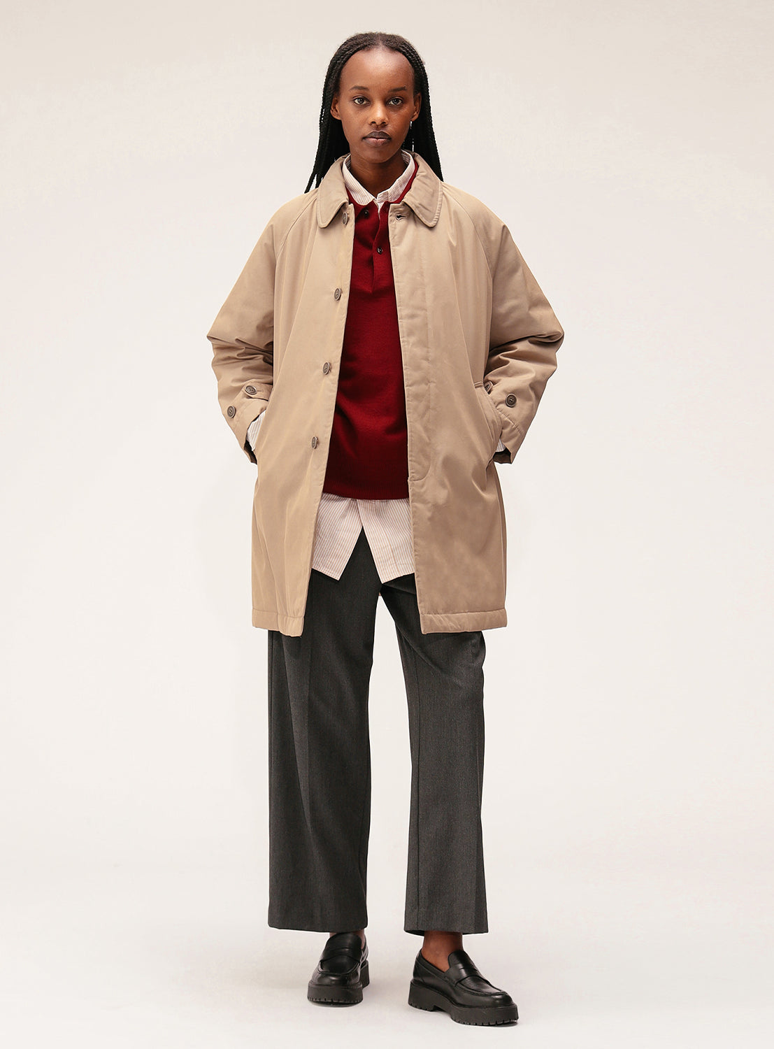 Chambray Stand Collar Coat