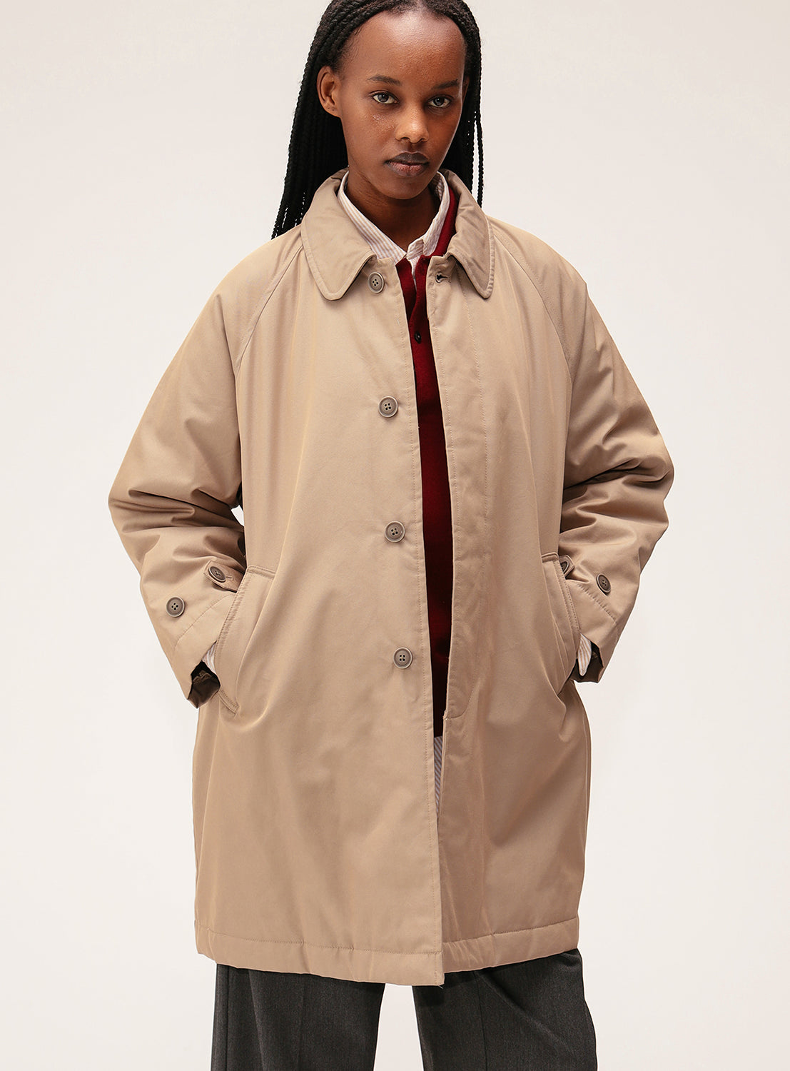 Chambray Stand Collar Coat