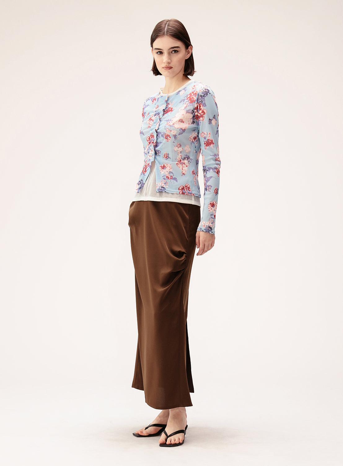Sheer Floral Print Cardigan