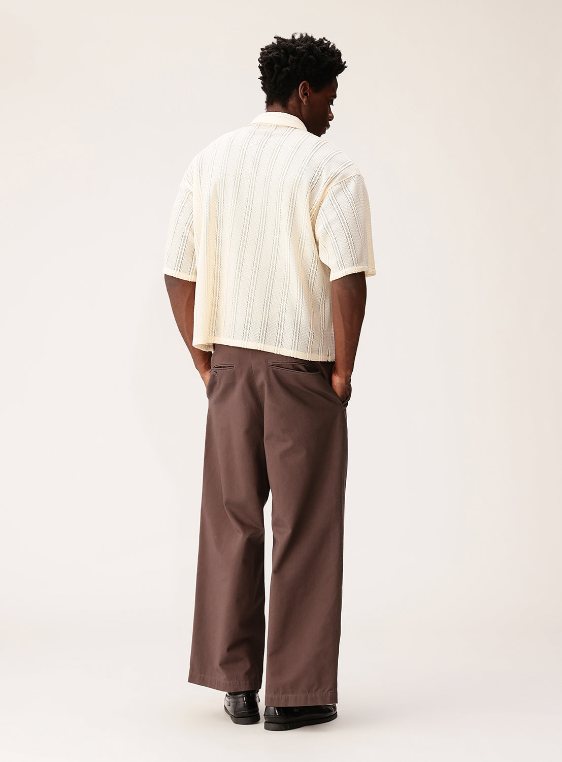 Mesh Open Collar Short Sleeve Shirt