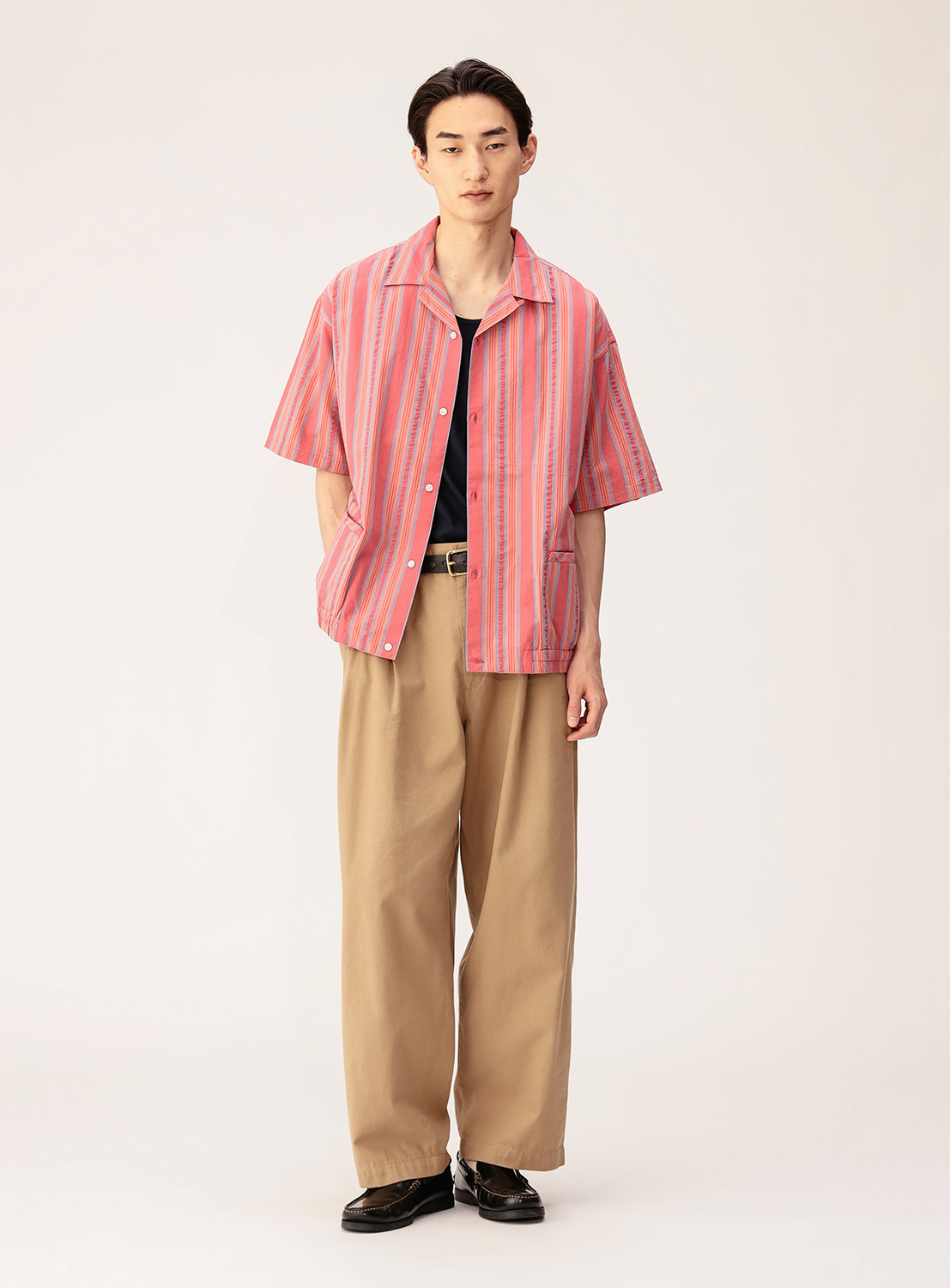 Multi-Stripe Open Collar Shirt