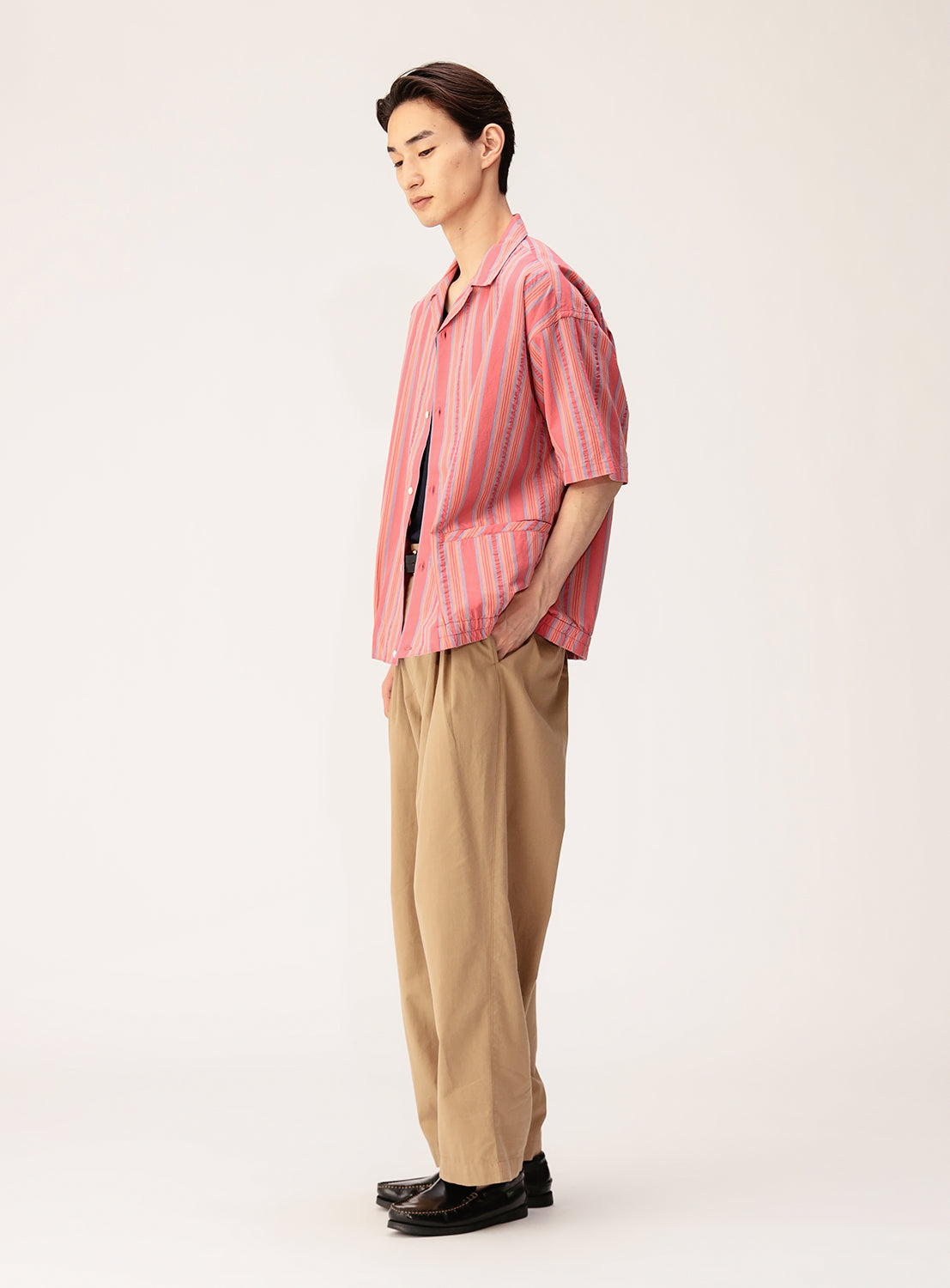 Multi-Stripe Open Collar Shirt
