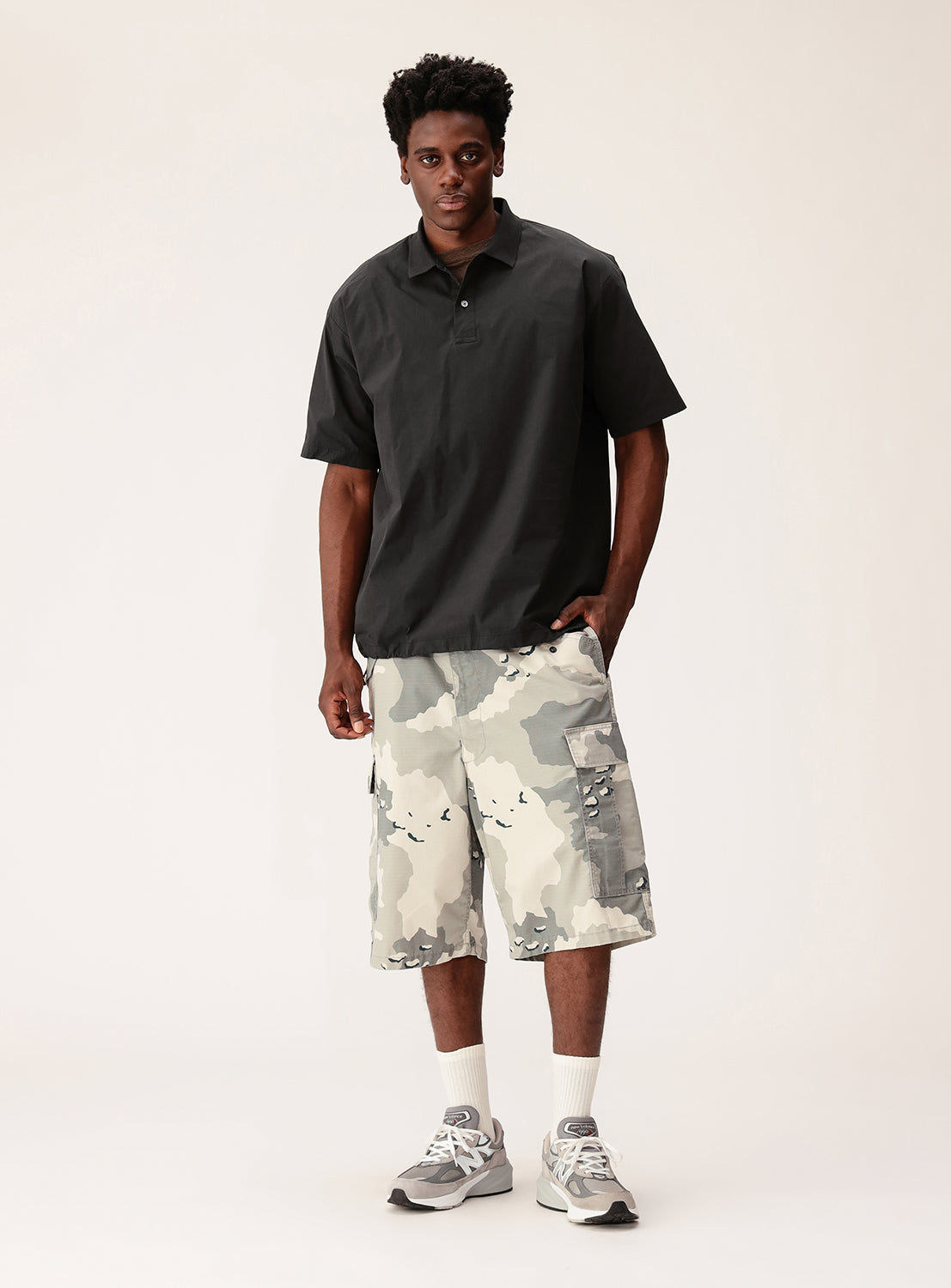 Crisp Woven Wide Fit Polo Shirt