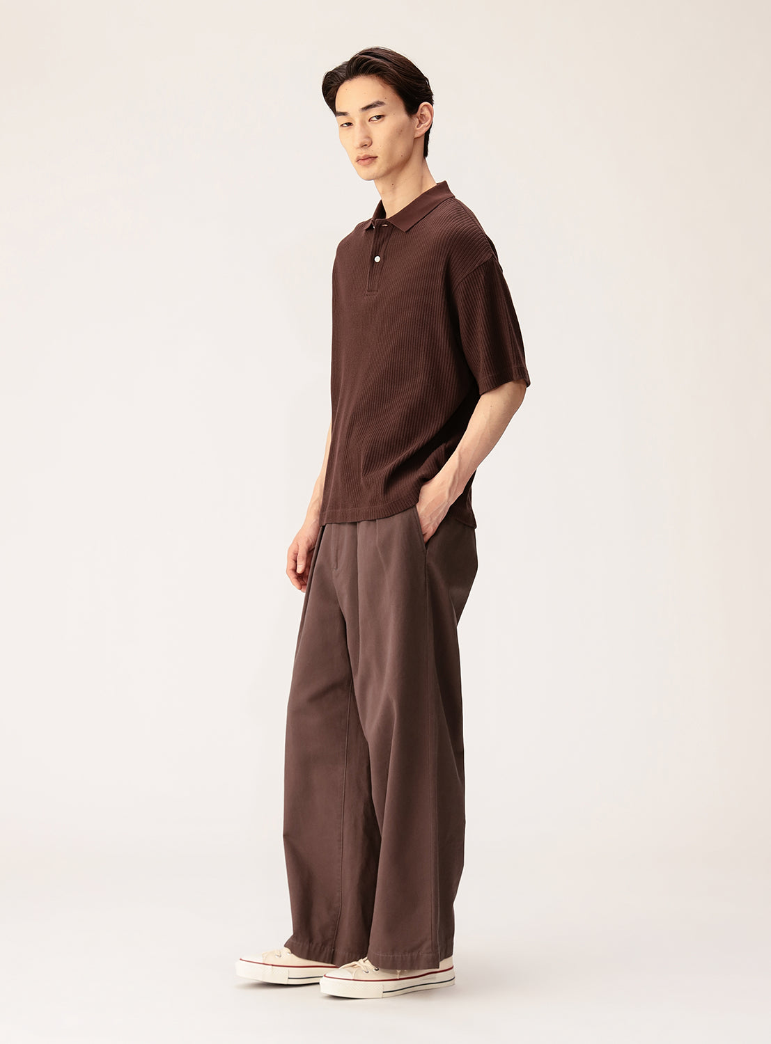 Short Ribbed Polo Shirt