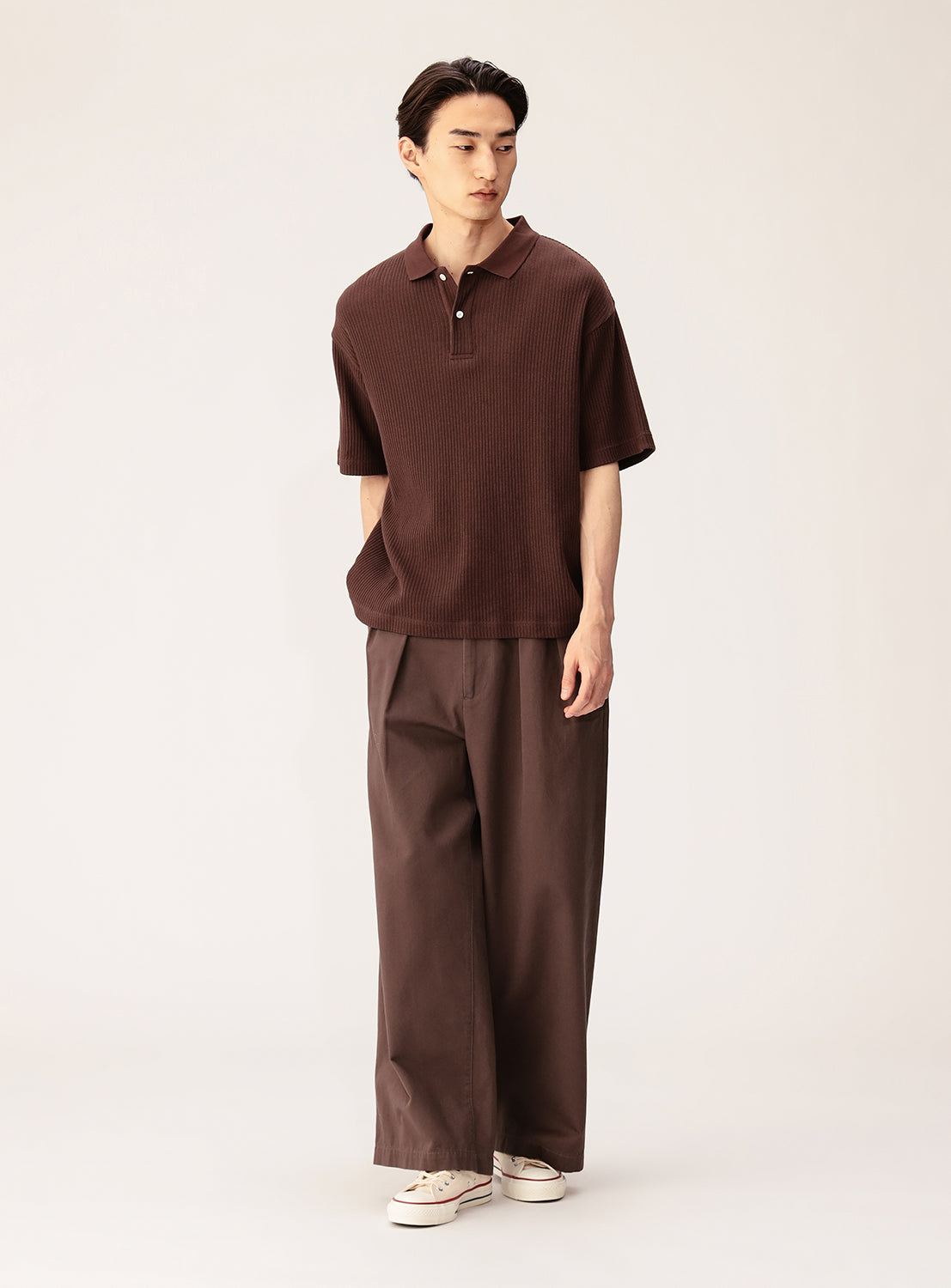 Short Ribbed Polo Shirt