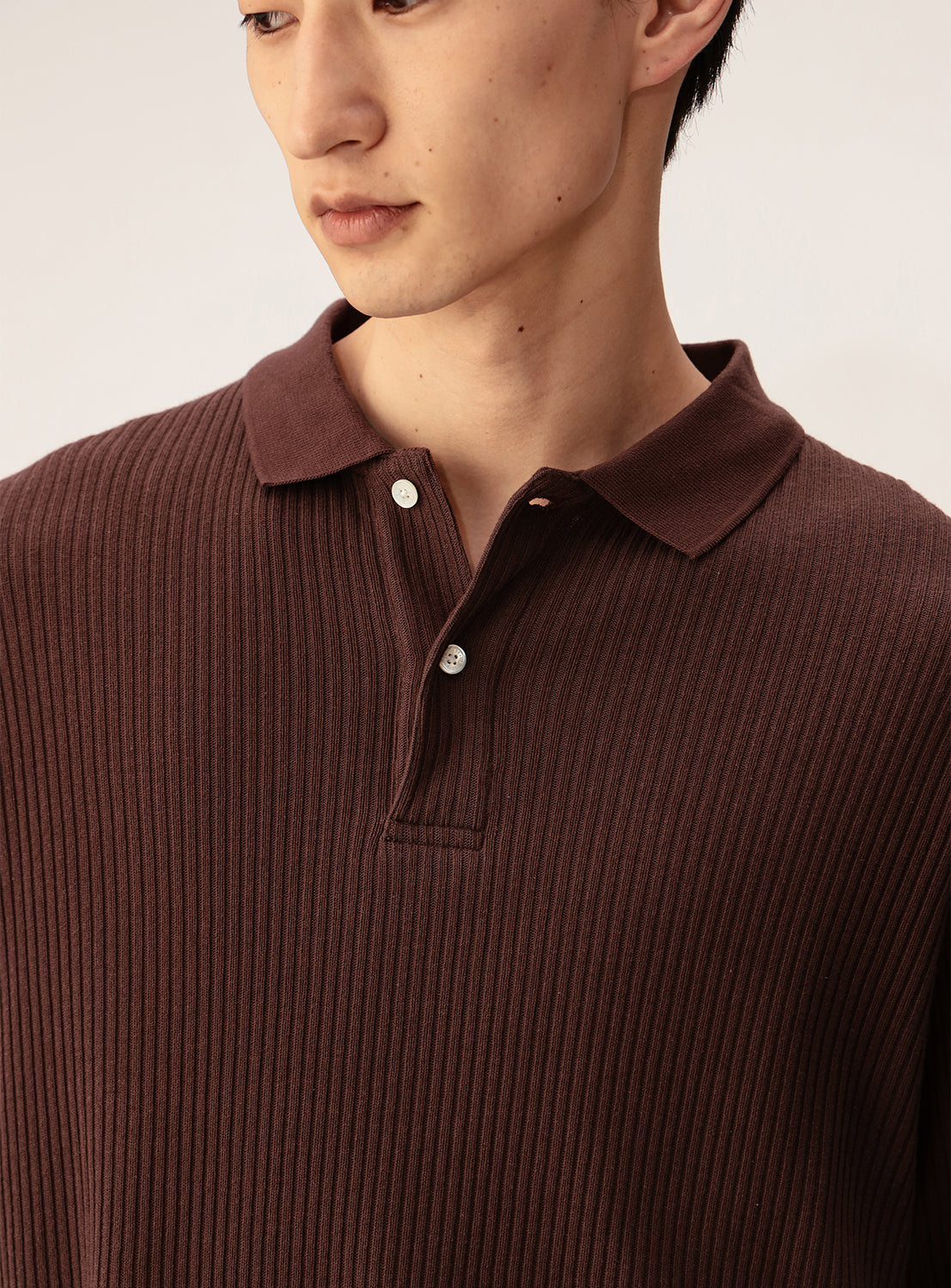 Short Ribbed Polo Shirt