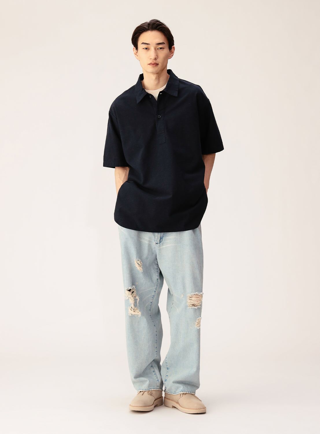 Military-Inspired Wide Fit Pullover Shirt