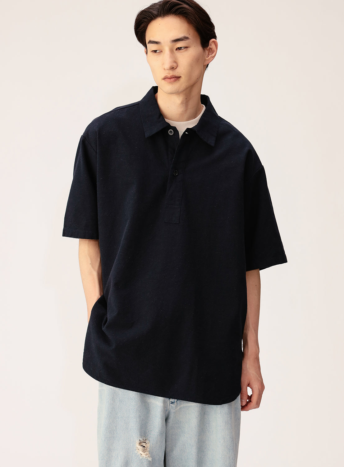 Military-Inspired Wide Fit Pullover Shirt