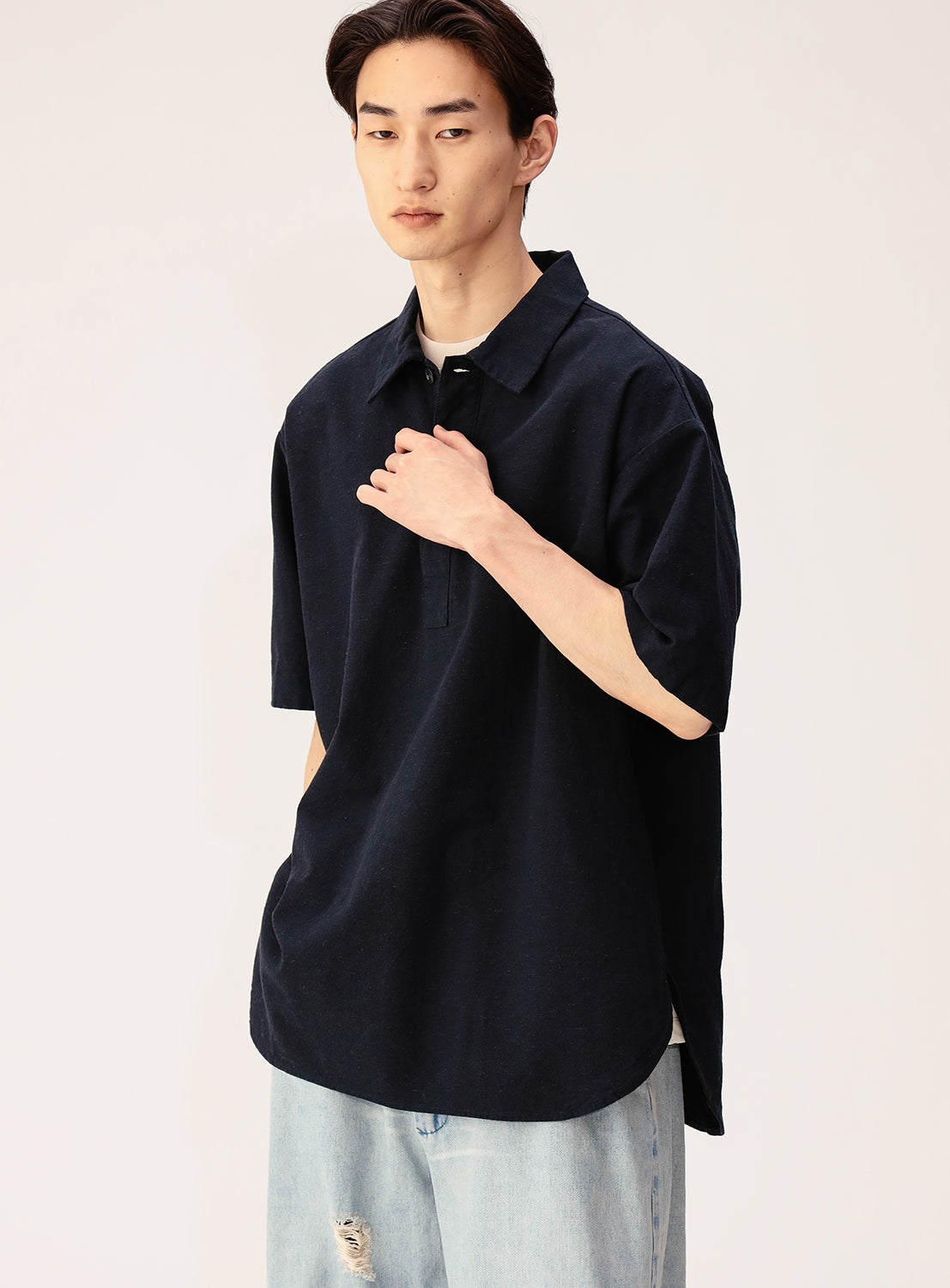 Military-Inspired Wide Fit Pullover Shirt