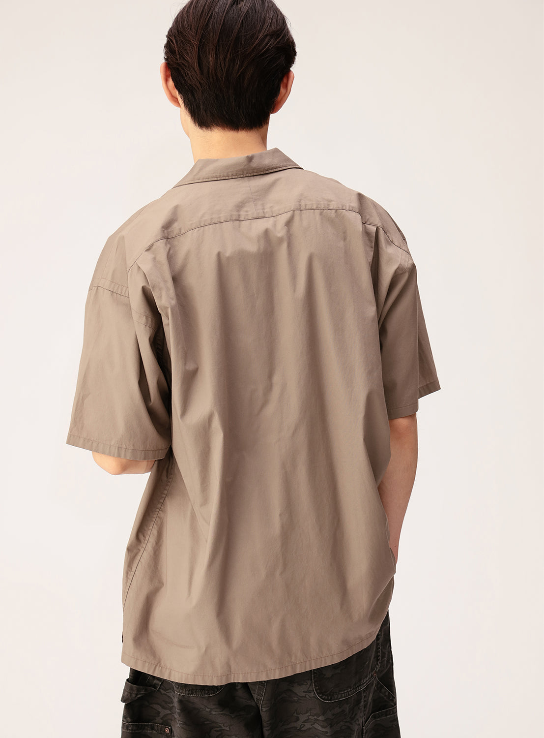 Relaxed Fit Broadcloth Open Collar Shirt