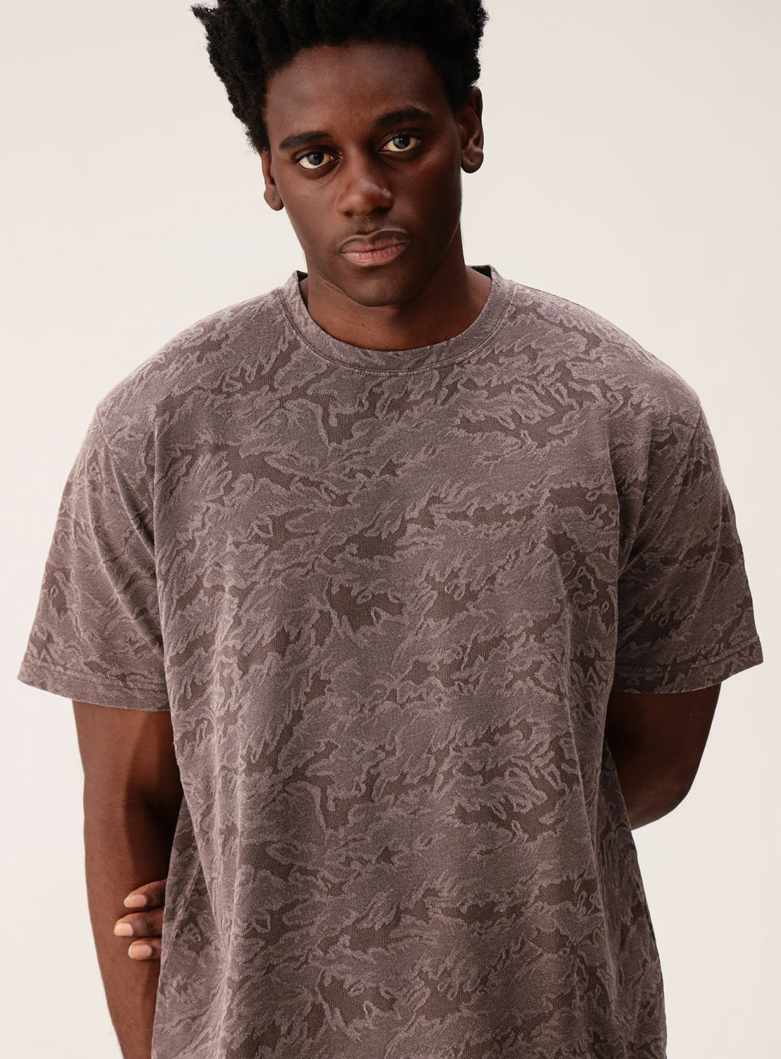 Relaxed Fit Camouflage Jacquard T-Shirt