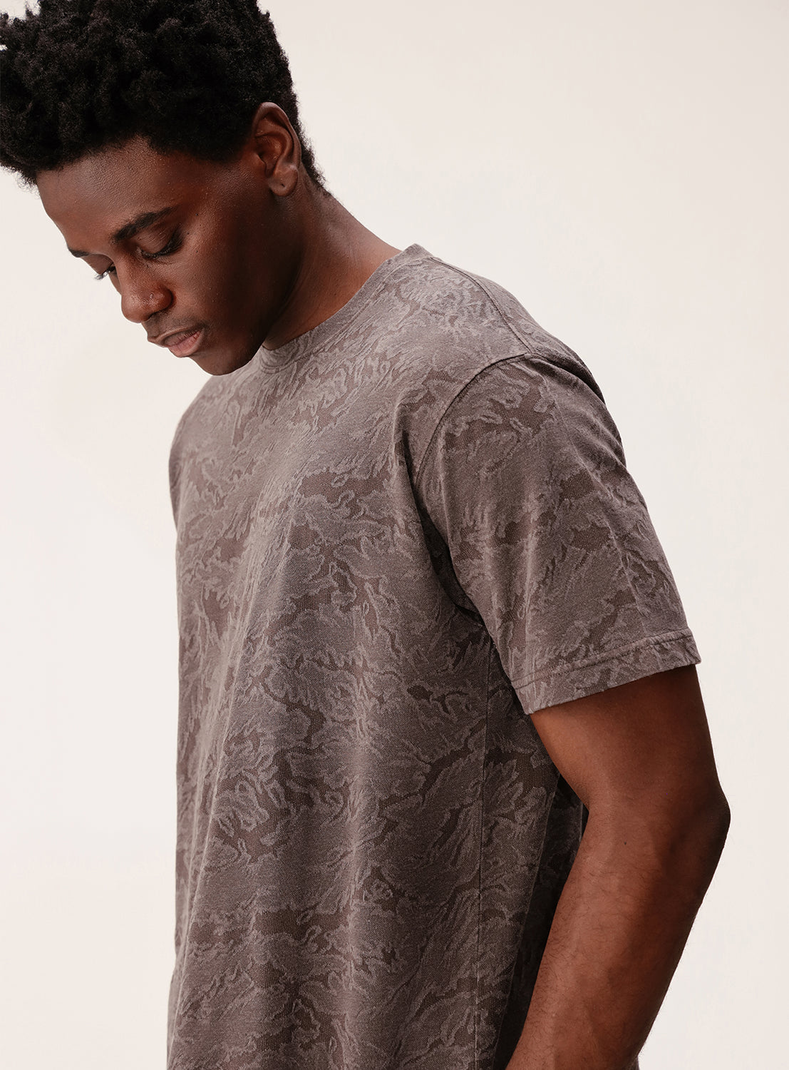 Relaxed Fit Camouflage Jacquard T-Shirt