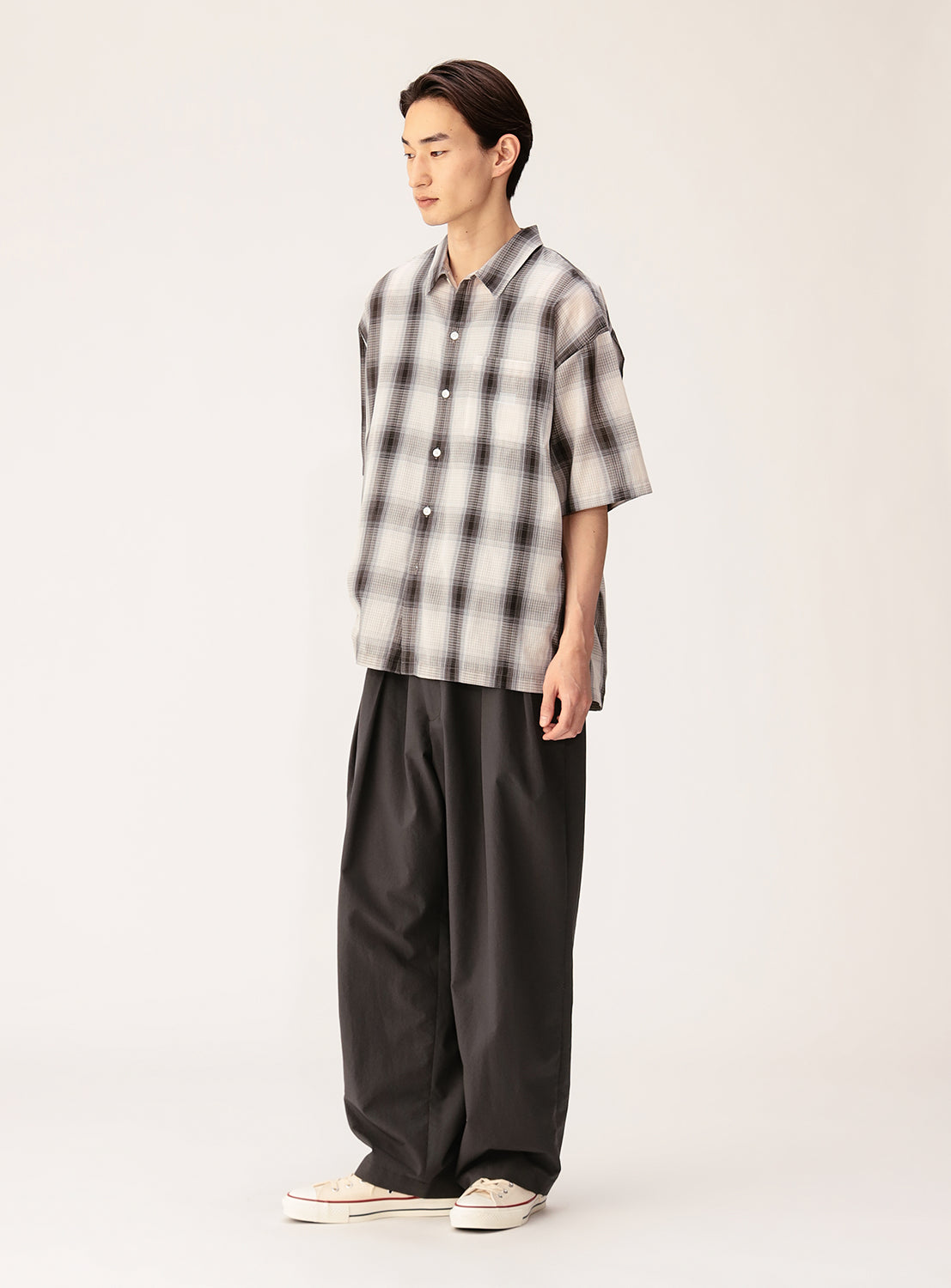 Relaxed Fit Ombre Check Mini Regular Collar Shirt
