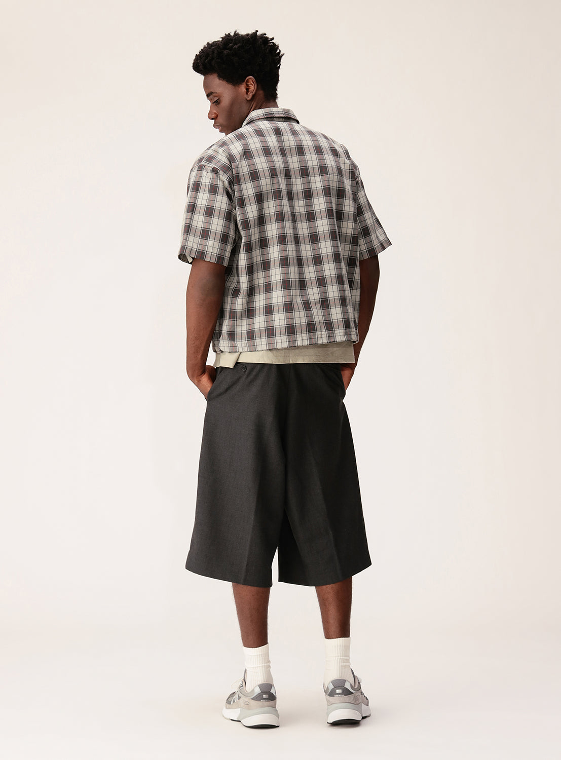 Puckered Tartan Check Zip-Up Shirt