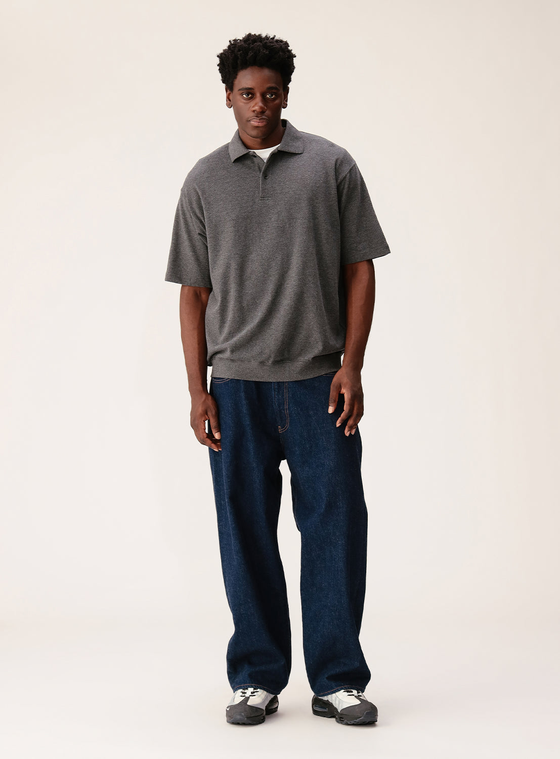 Wide Fit Mesh Border Polo Shirt