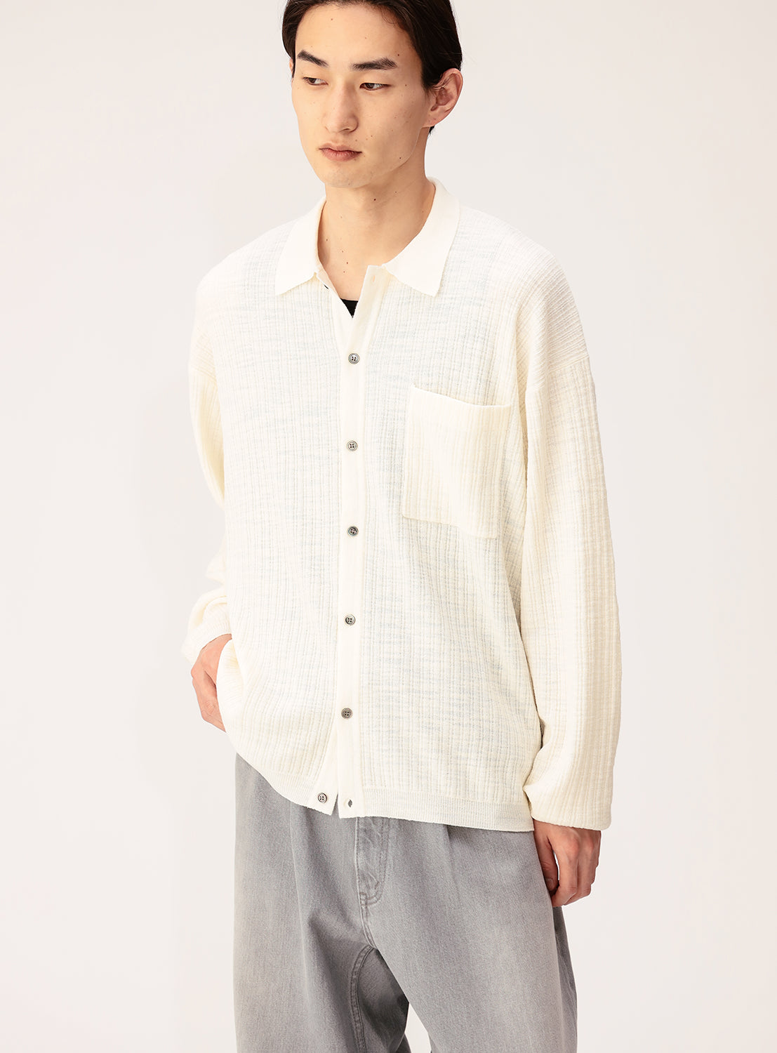 Sheer Knit Shirt - White / M Sheer Knit Shirt - White / M