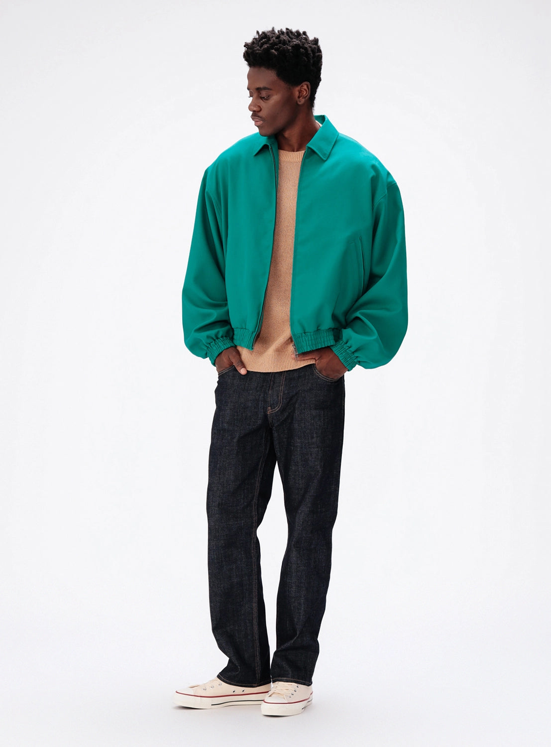 BEAMS Comfy 5-Pocket dark wash Japanese denim jeans in a slim fit.