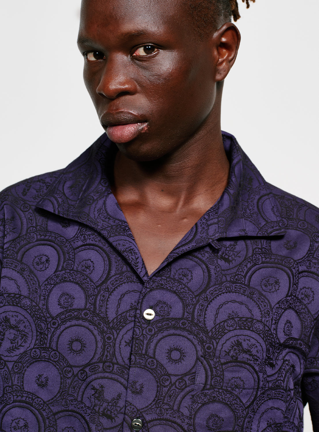Italian Collar Shirt Purple / L Italian Collar Shirt Purple / L