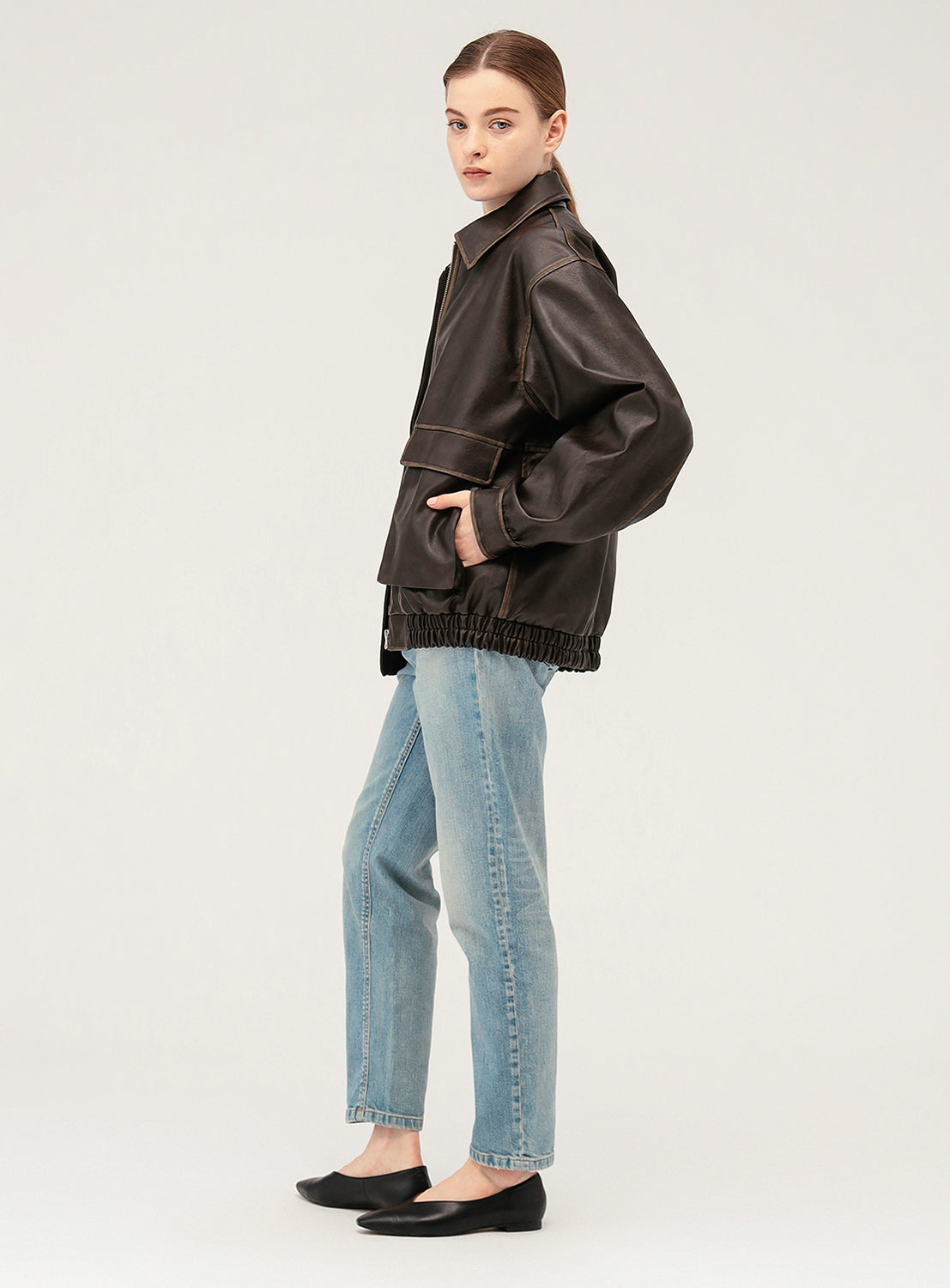 Faux Leather Flight Jacket