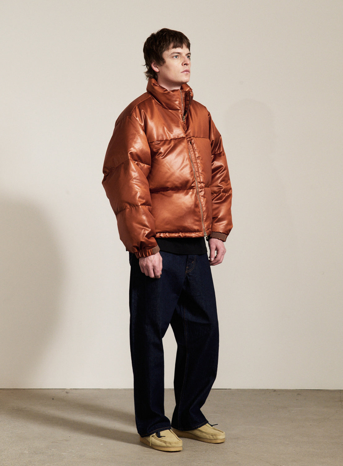 Leather Look Down Jacket