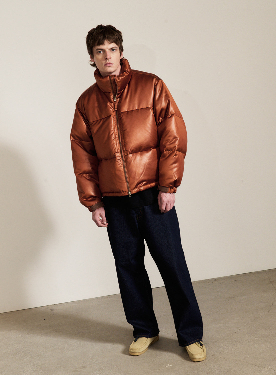 Leather Look Down Jacket