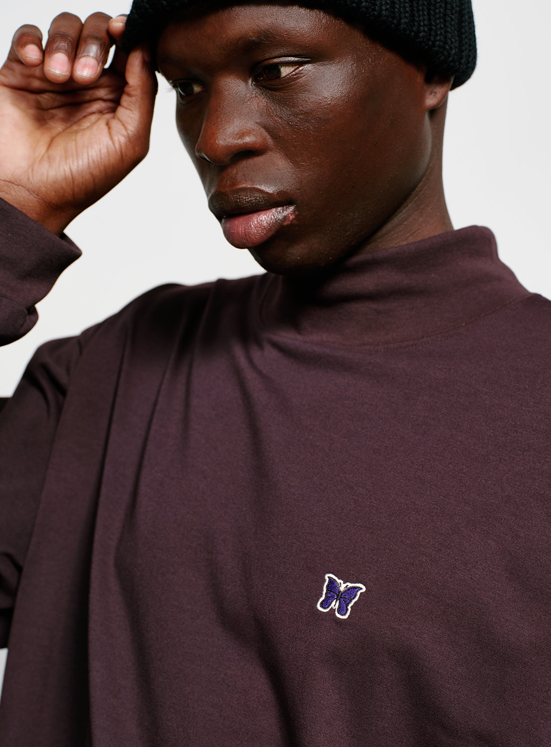 Long Sleeve Mock Neck Poly Jersey Tee