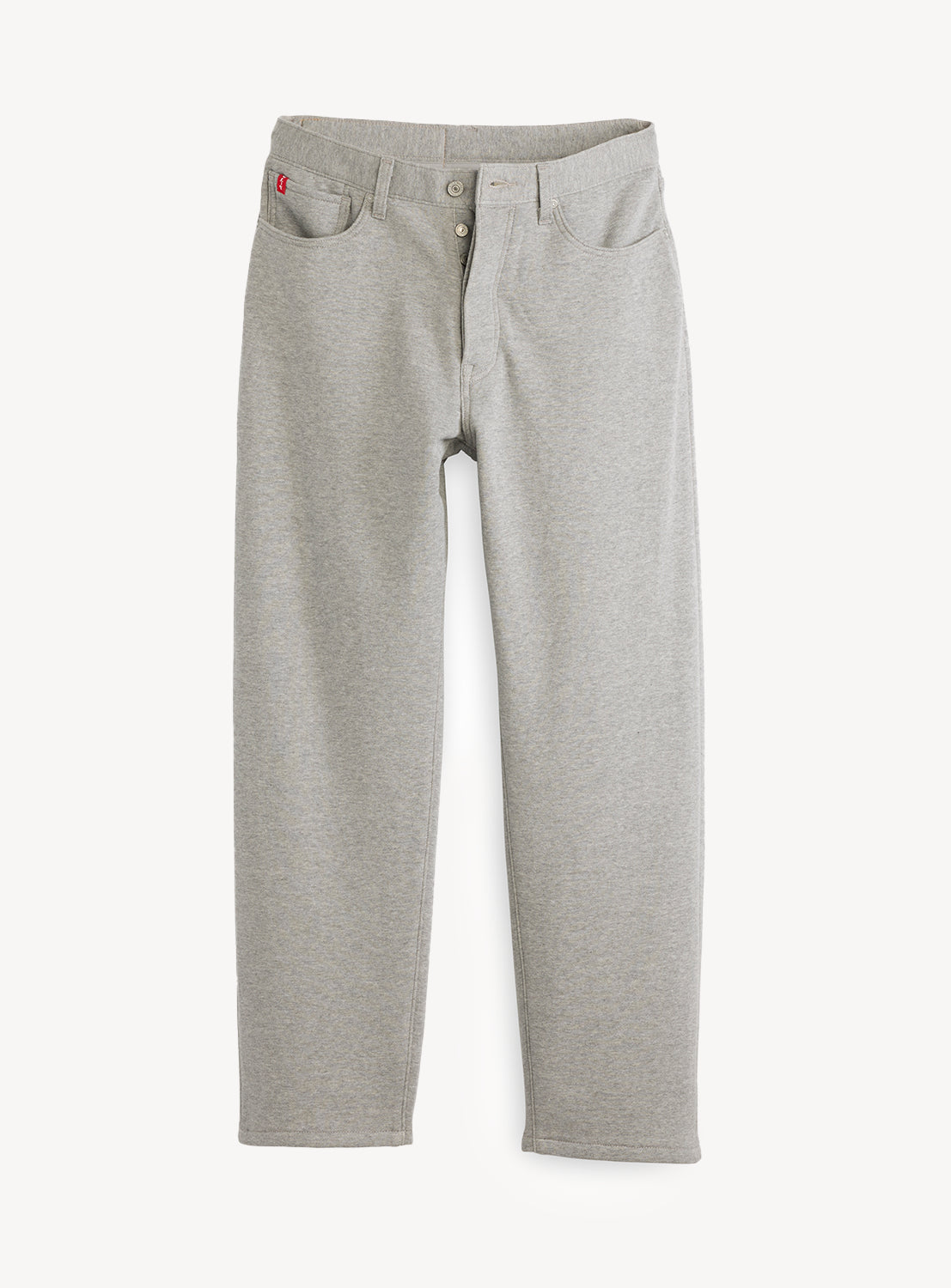 Grey Levi’s® x BEAMS x Loopwheeler Superwide Pant with button fly and red tab.
