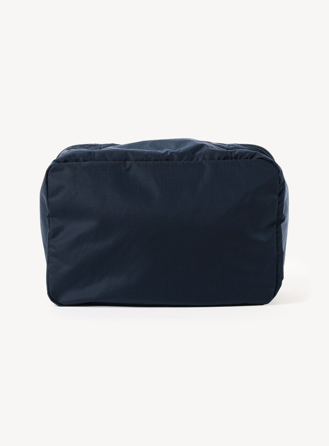 Navy blue toiletry bag on a white background