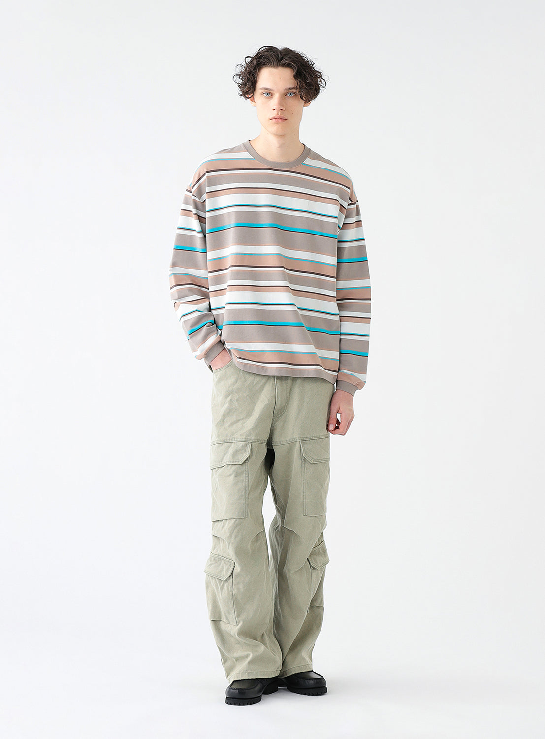 Multi Border Long Sleeve T-Shirt Multi Border Long Sleeve T-Shirt