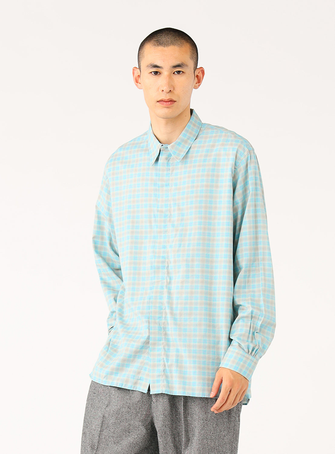 Zip Up Shirt BLUE GRAY / M Zip Up Shirt BLUE GRAY / M