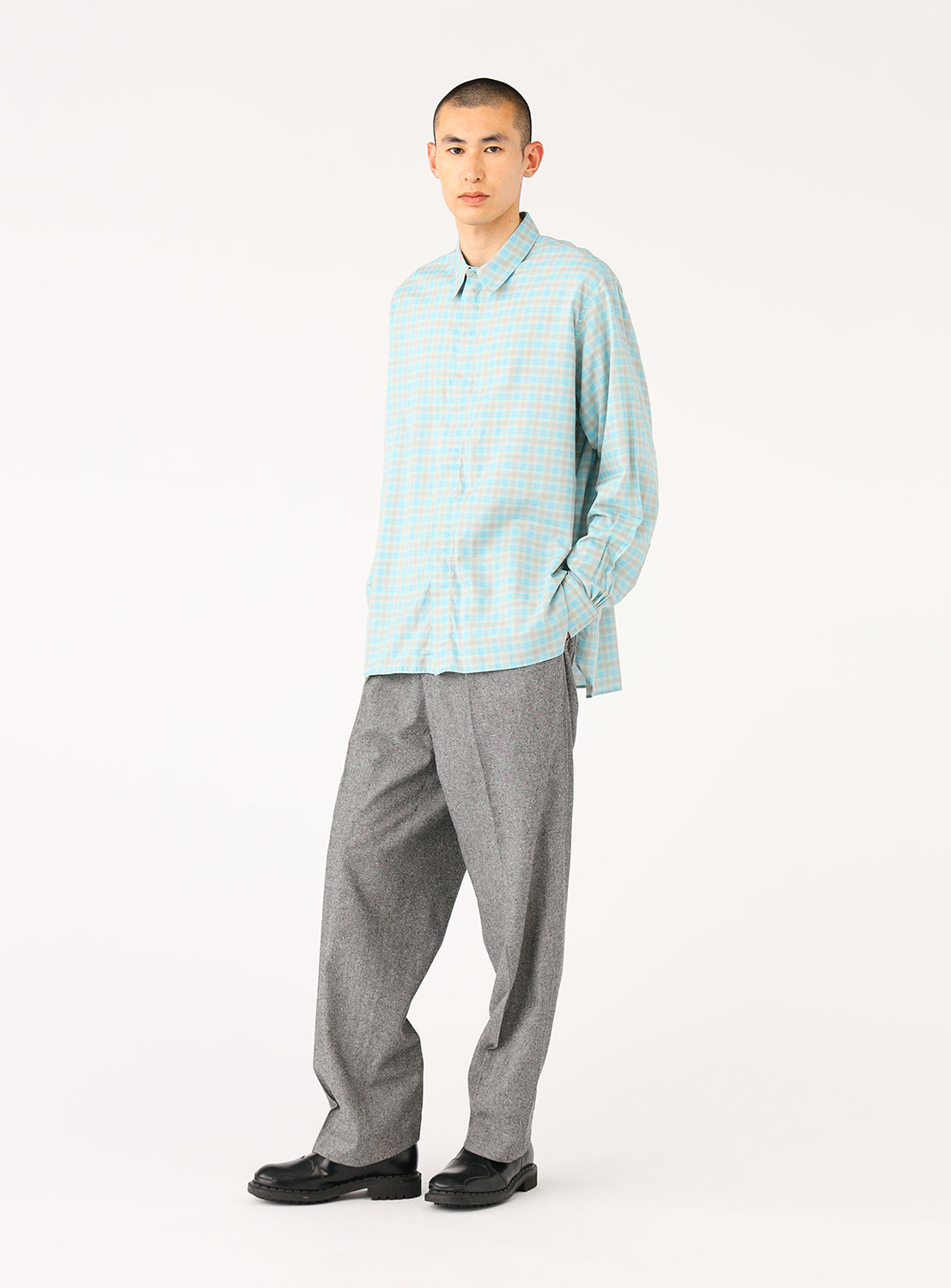 Zip Up Shirt BLUE GRAY / M Zip Up Shirt BLUE GRAY / M