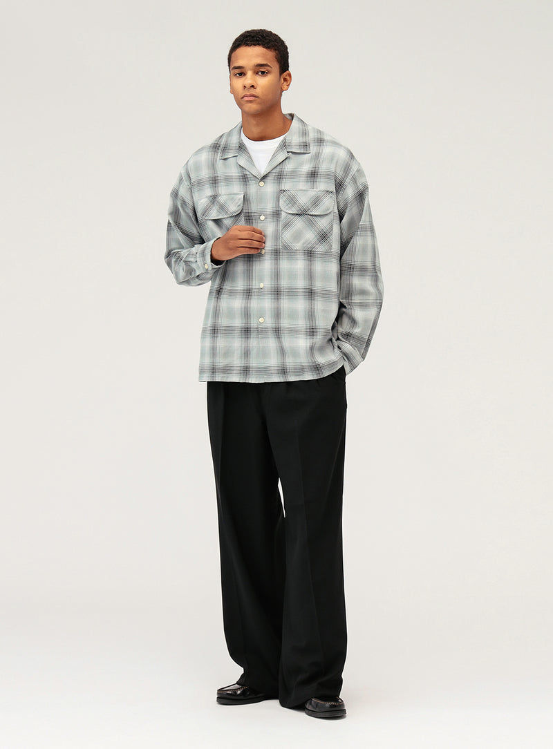 Ombre Check Open Collar Shirt