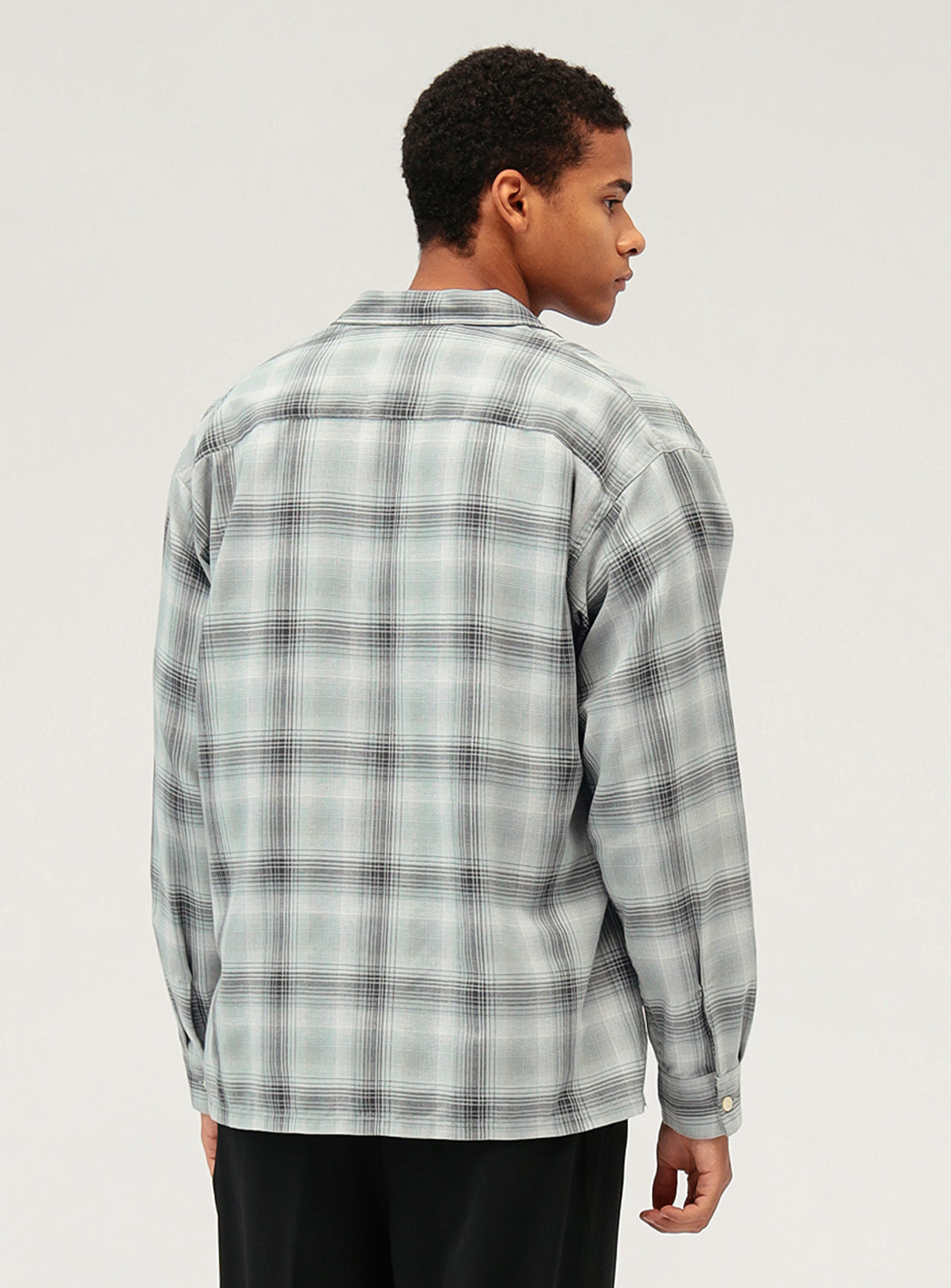 Ombre Check Open Collar Shirt