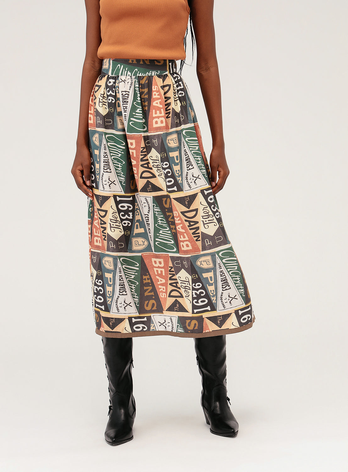 Pennant Flag Print Skirt