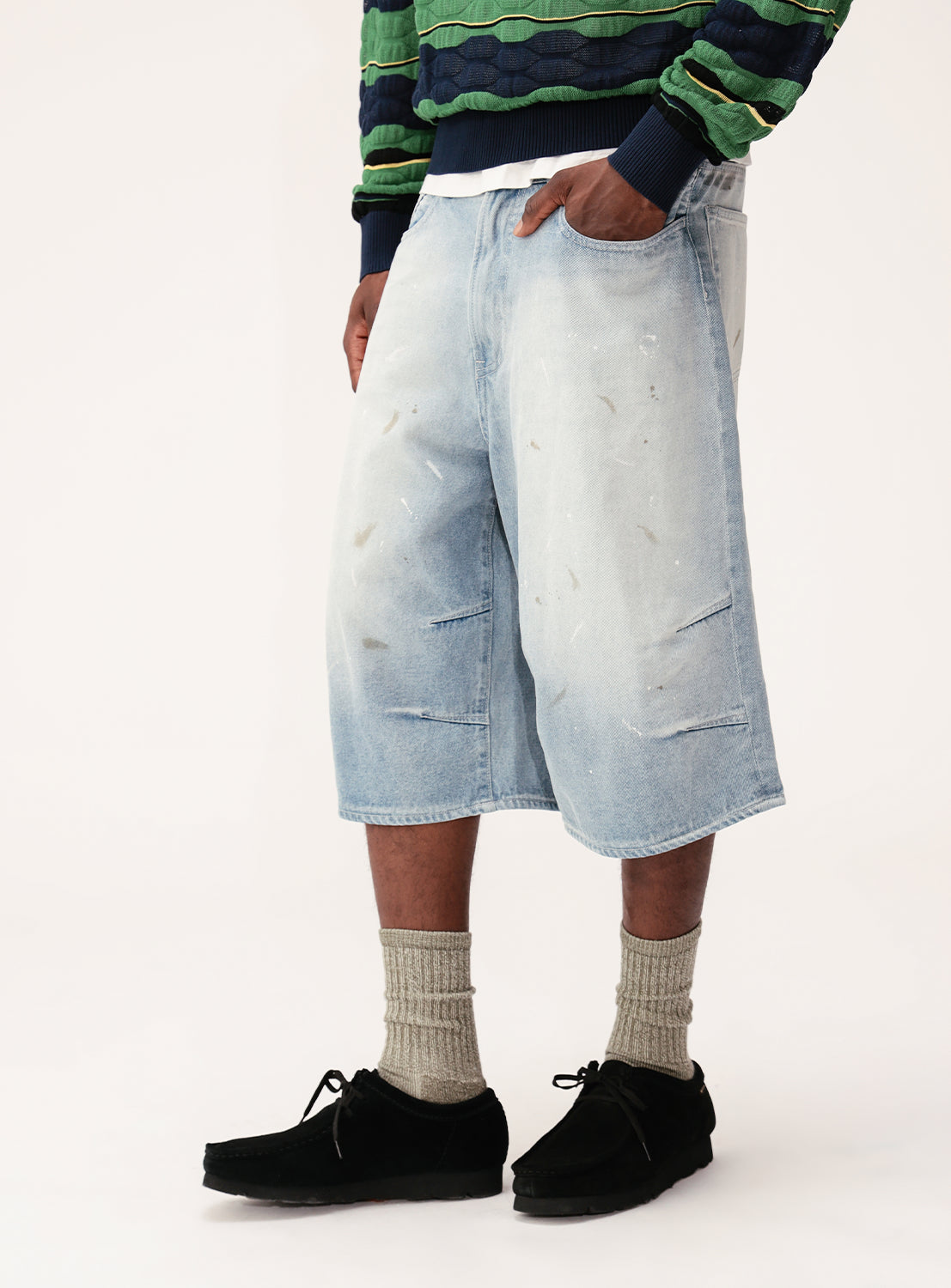 Quarter-Length Painter Denim Pants