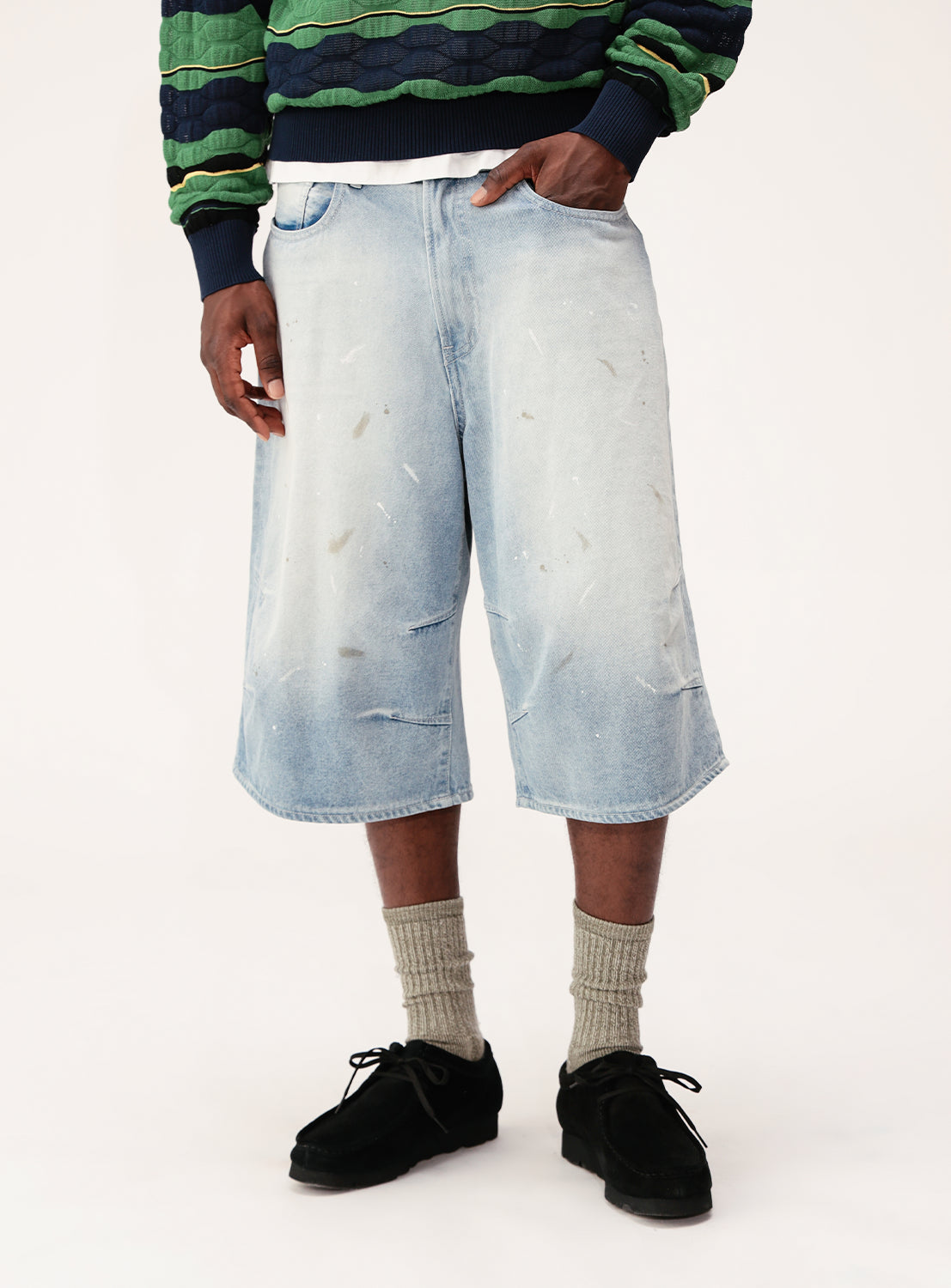 Quarter-Length Painter Denim Pants