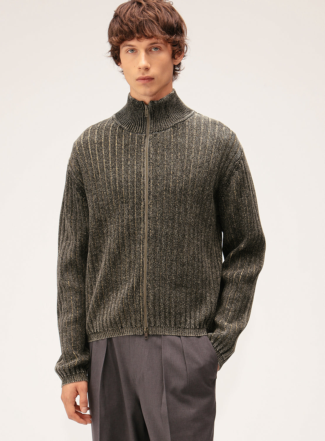 Relaxed Fit Fade Zip Knit