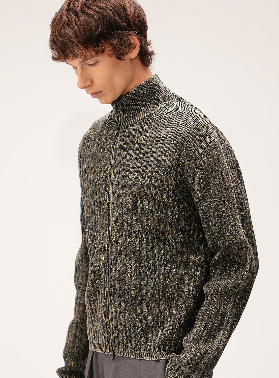 Relaxed Fit Fade Zip Knit