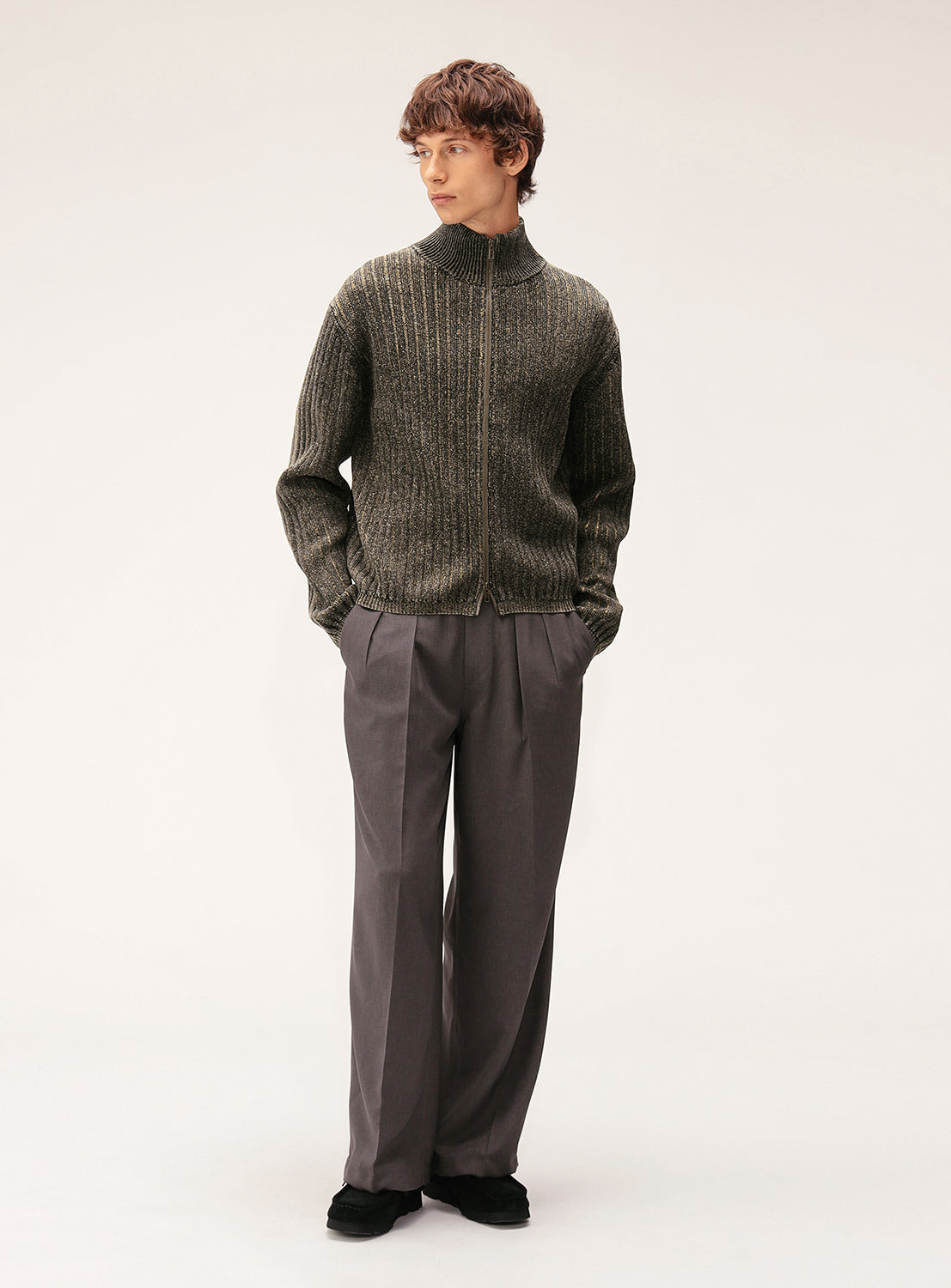 Relaxed Fit Fade Zip Knit