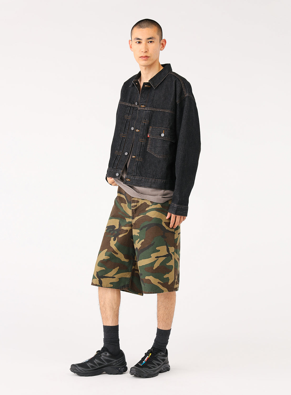 orSlow × BEAMS “100 Super Dad” Woodland Camo Short Pants