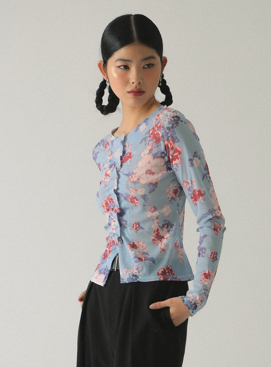 Sheer Floral Print Cardigan