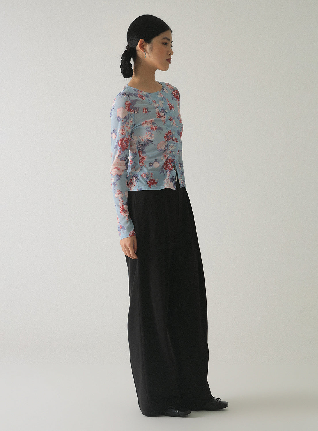 Sheer Floral Print Cardigan