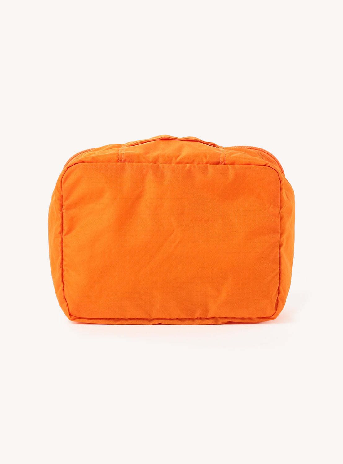 Orange toiletry bag on a white background