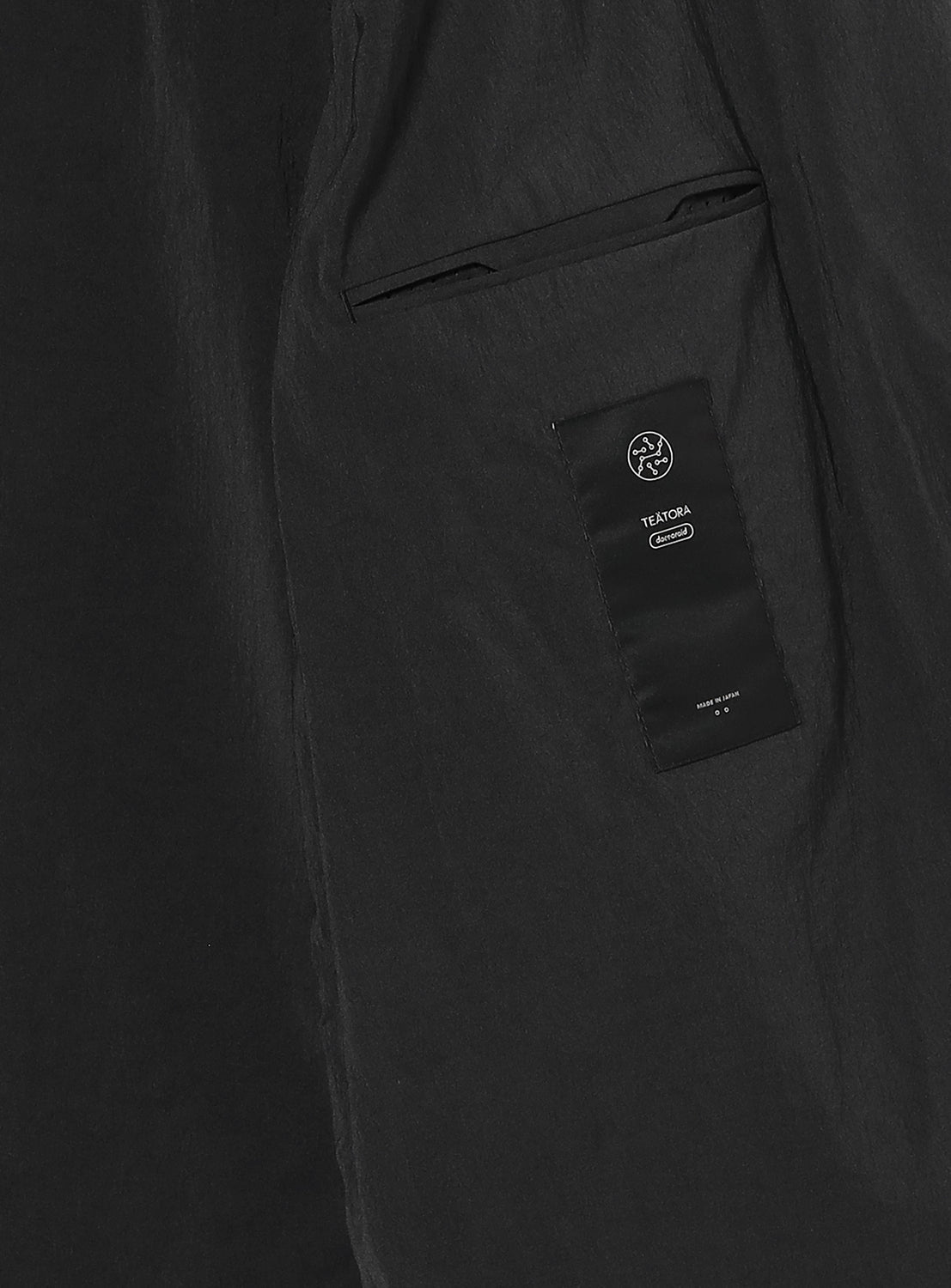 Close-up of the jacket's side pocket, showing the Security Pocket System for safe travel.