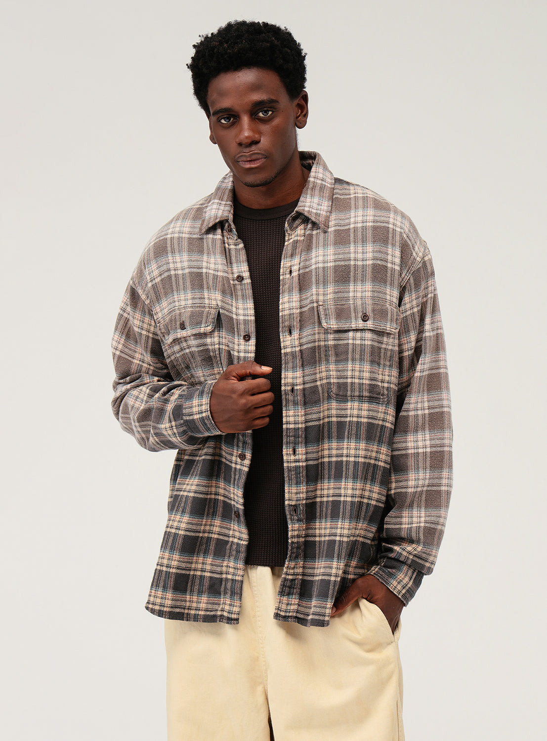 Wide-Fit Faded Check Shirt