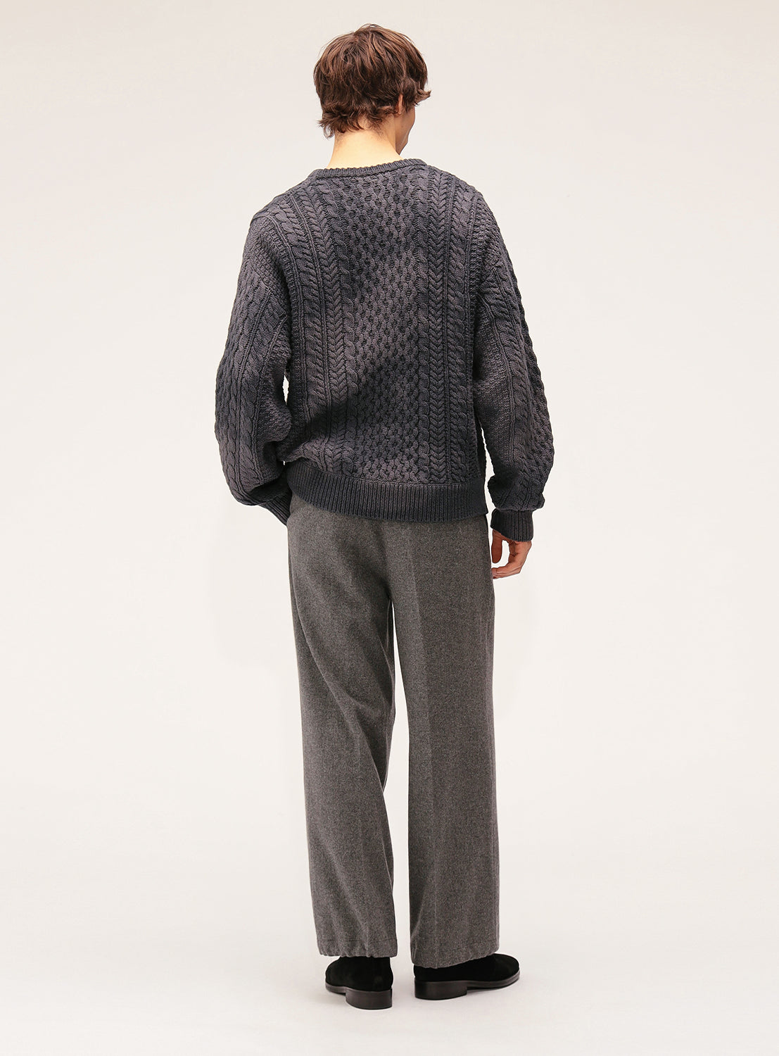 Wide Short Fit Aran Knit Shirt