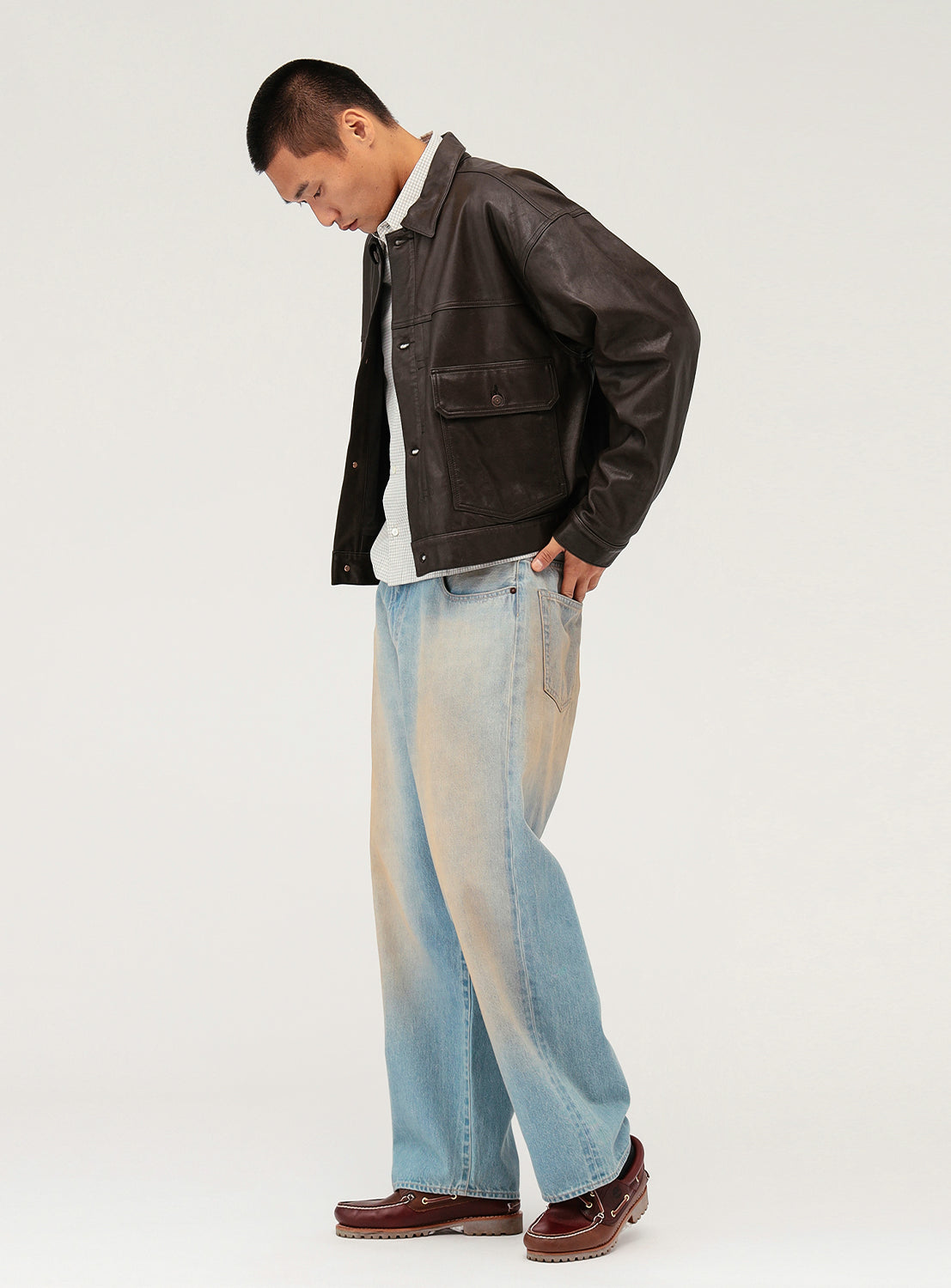 Wide Short Fit Leather Jacket Wide Short Fit Leather Jacket