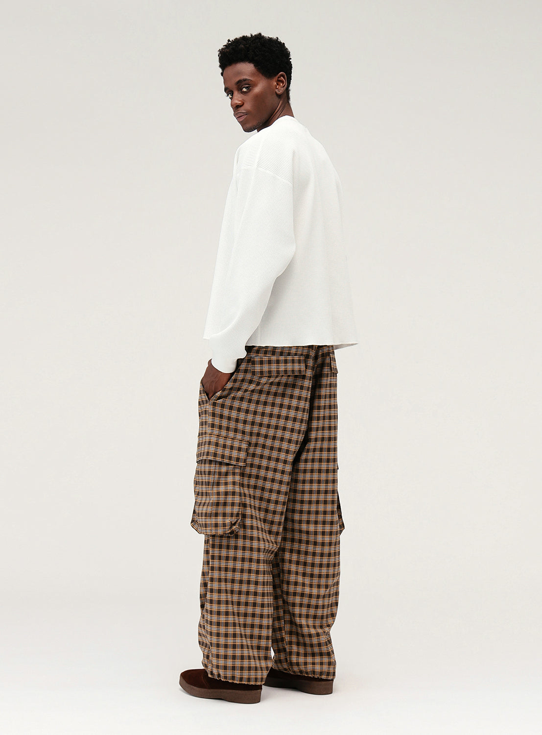 Wide Check Cargo Pants